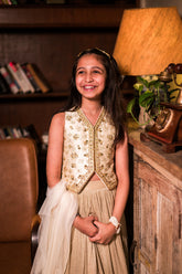 Phool jhadi gold lehenga set